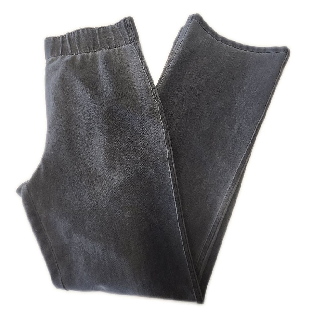 Soft Surroundings Elastic Pull-On Waistband, Gray Wash, Flare Jeans MT